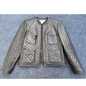 Carlisle Vintage Quilted Leather Jacket in Black
Size 10